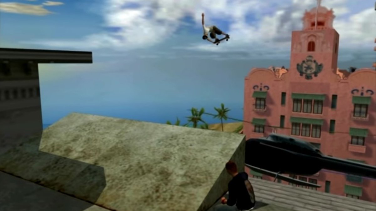 MPokitaru's tweet photo. @Sendencea_1 Verre shredding THE Mctwist over a helicopter, from Tony Hawk's Underground 1. With a crying and concerned Haine in the corner. https://t.co/mEJhgEuLVf