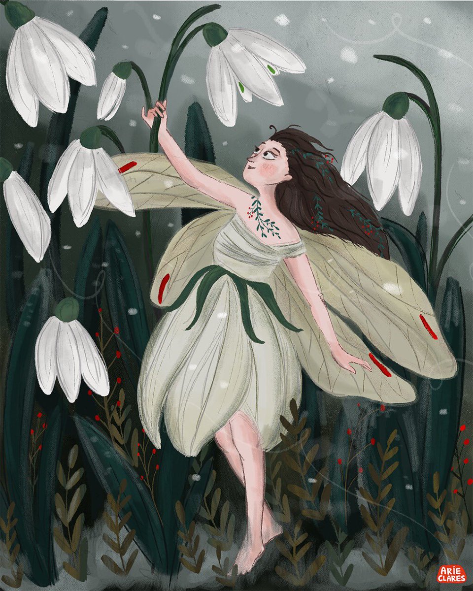 ClaresArie's tweet photo. The girl is one of #TheFlowerElves. She is the Snowdrop Flower Elf. 

Do you know #SnowdropsFlower mean? They often symbolise new beginnings, rebirth, hope and the ability to overcome challenges.

#artchallenge #drawingchallenge #januaryartchallenge #arieclares #claresarie #folk https://t.co/UUy2GmA4uK