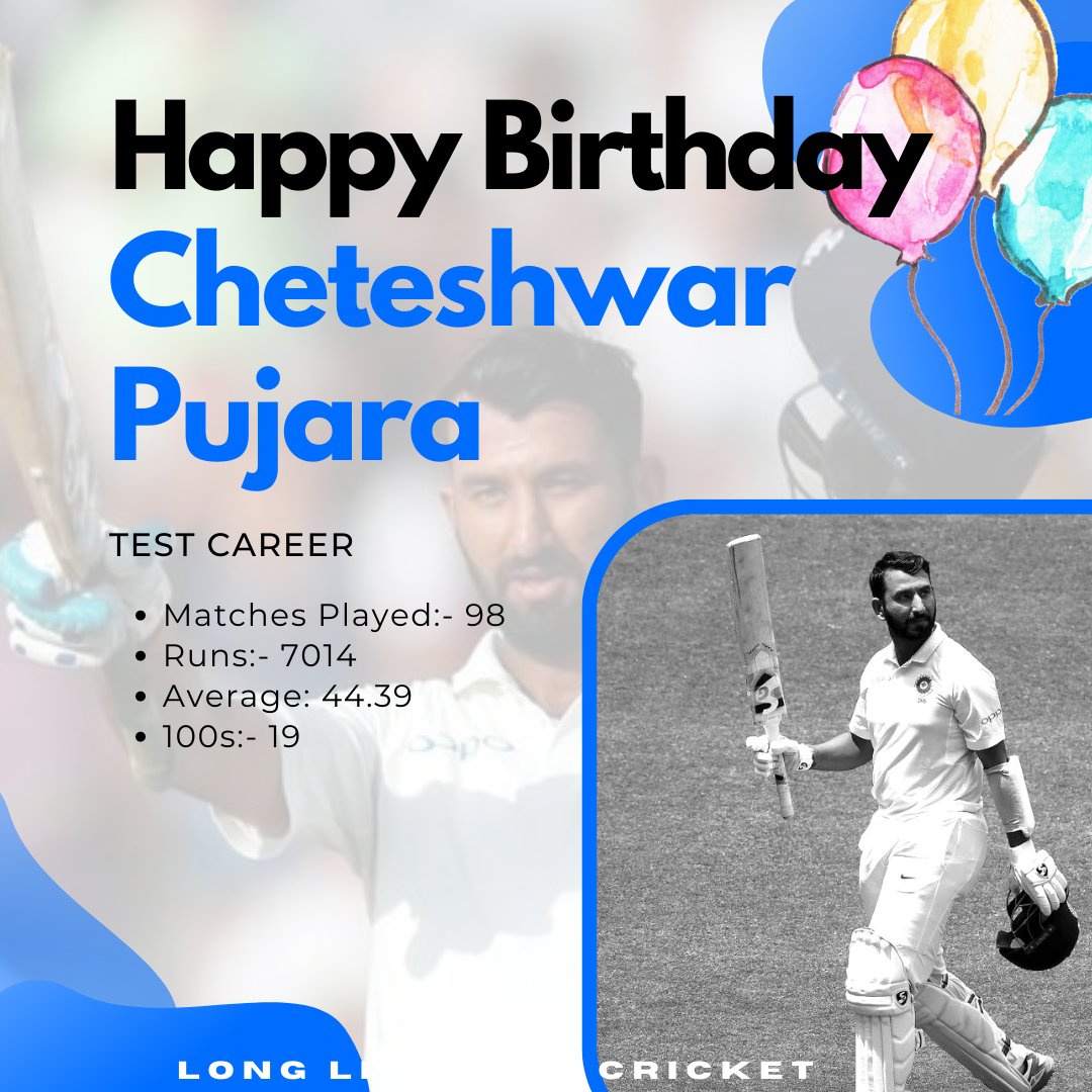 A very happy birthday to Cheteshwar Pujara.    