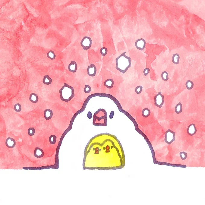 かまくらであったまる文鳥たち 