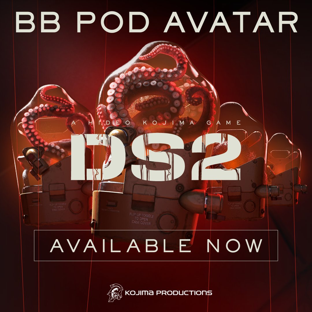 KojiPro2015_EN's tweet photo. DS2 BB Pod: free distribution of PSN special avatar set going on now! 🎁

Product codes will vary according to your region. Please see the comments for details. 

#DeathStranding2 https://t.co/6GJSxvIwvm