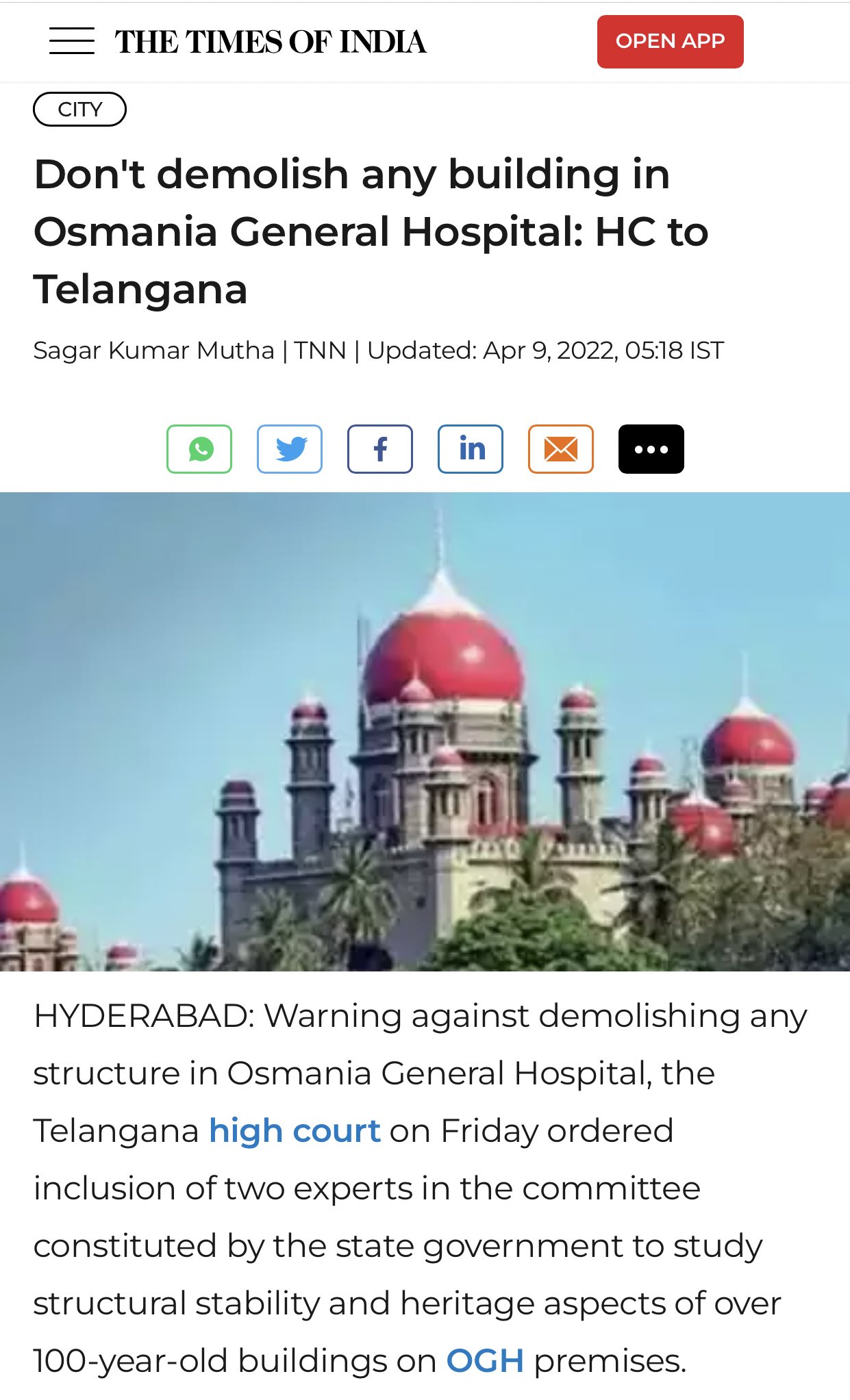 AR on Twitter "Osmania hospital demolition construction court case