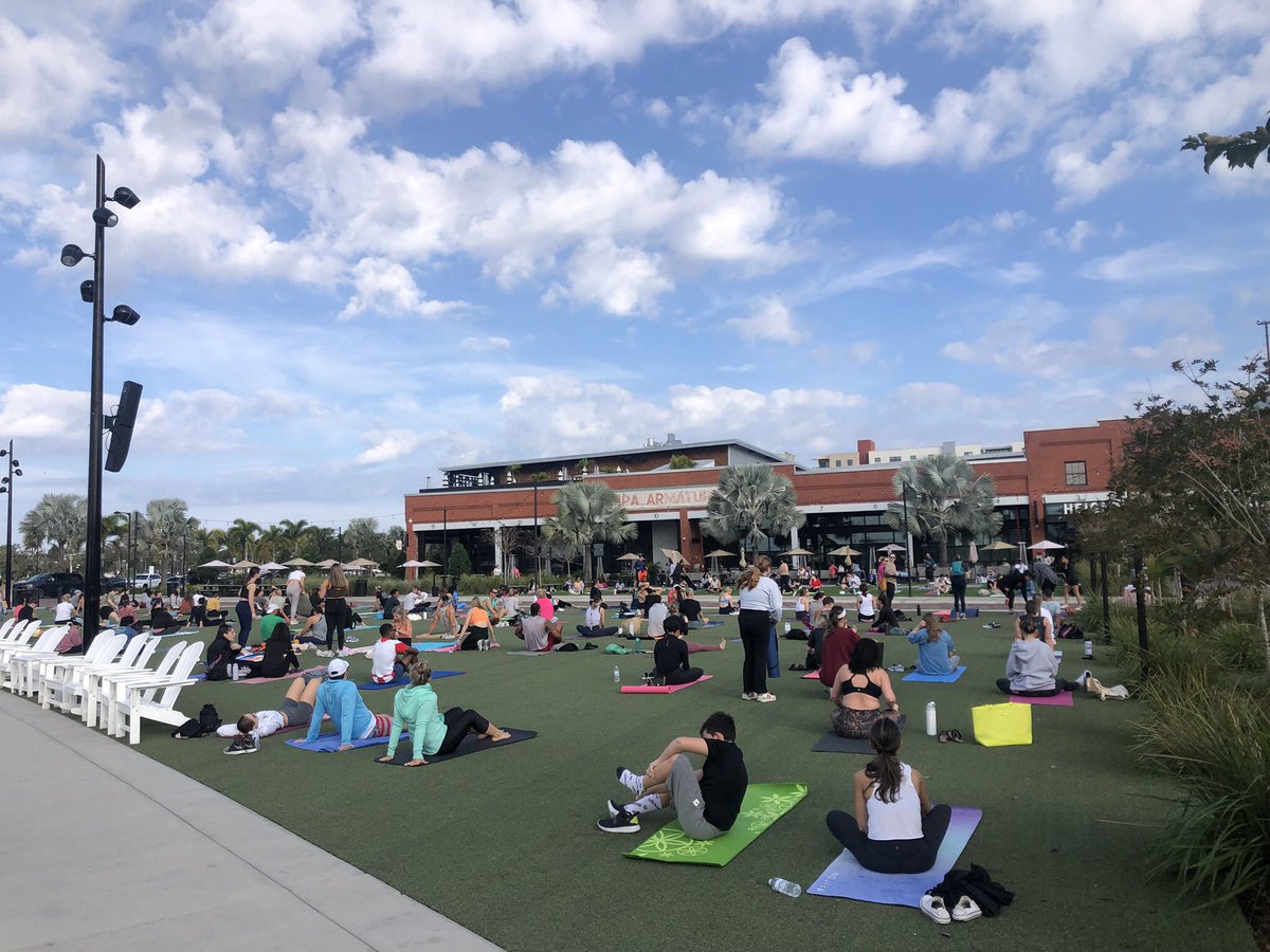 GetOutAndLive's tweet photo. Sunday routine…..  Yoga on the Lawn at Armature Works then water therapy out on Tampa Bay. https://t.co/fLTCbYotJe