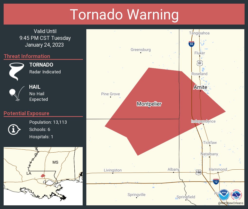 NWS Tornado on Twitter "Tornado Warning continues for Amite LA