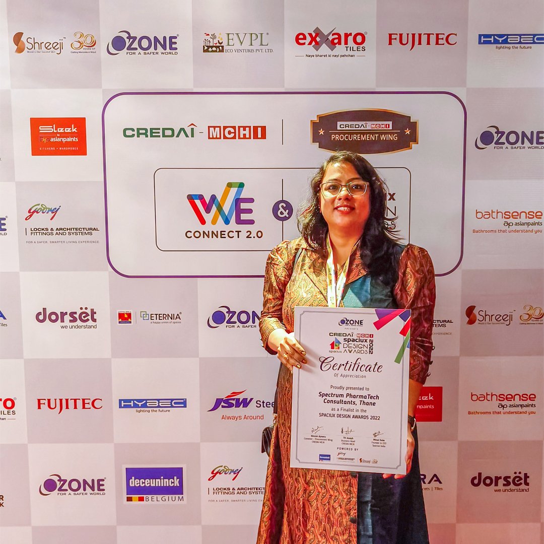 spectrumpharma's tweet photo. We're thrilled to have been selected as a finalist for the CREDAI-MCHI Spaciux Awards 2022 from an impressive pool of over 1700 entries! Our Architecture and Planning team, led by the talented Ms. Shankari Swaminathan, is dedicated to using a knowledge-based, practical approach. https://t.co/71djX0Tnyb