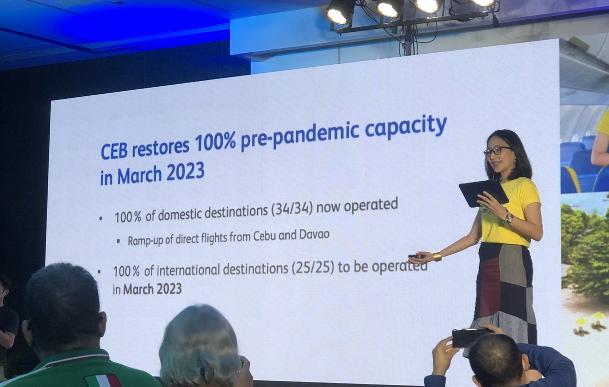 $CEB: Cebu Pacific to restore 100% pre-pandemic capacity by March, to see significant growth on international network this year