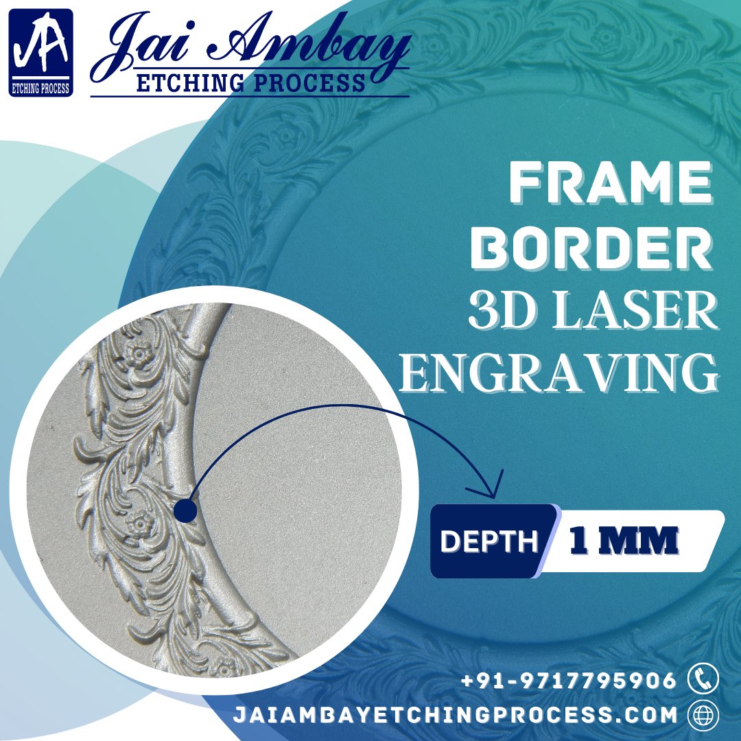 s_jaiambay's tweet image. Laser engraving works with a wide variety of materials of varying degrees of thicknesses
📞Contact no: +91-9810988206
📧 E-mail: info@jaetching.com
🌐Website: jaiambayetchingprocess.com
📌Address: M-132 sector 1 Bawana Industrial Area, New Delhi-110039
#3dlaserengraving #frameborder