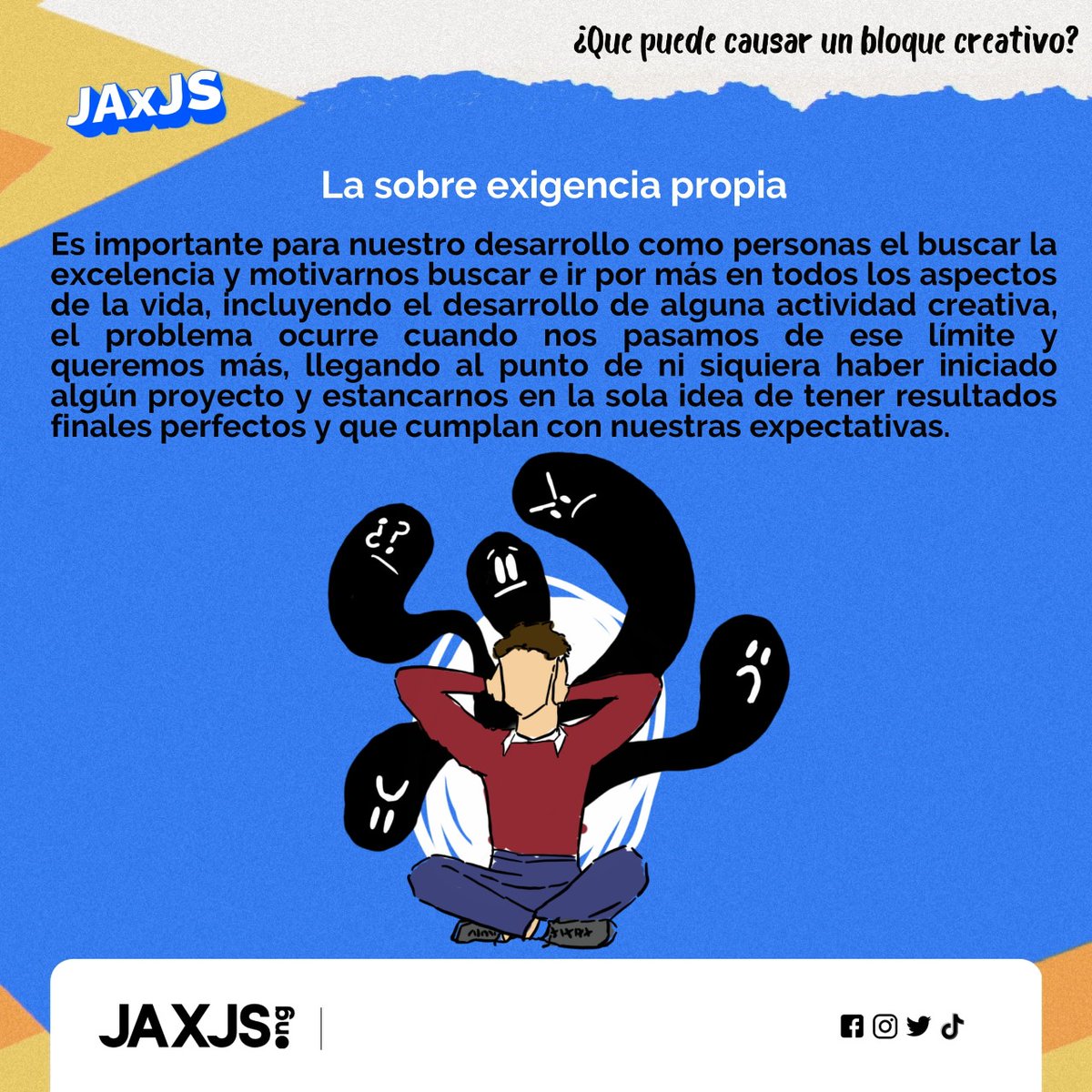 JAxJS_ong's tweet photo. ¿Te ha pasado que no sabes como iniciar algo? ¿Tienes un bloqueo creativo? ¿Como se afronta la hoja en blanco?
Hoy te queremos compartir algunas respuestas a estas situaciones
#JAxJS #Art https://t.co/CT5XwnoLMY