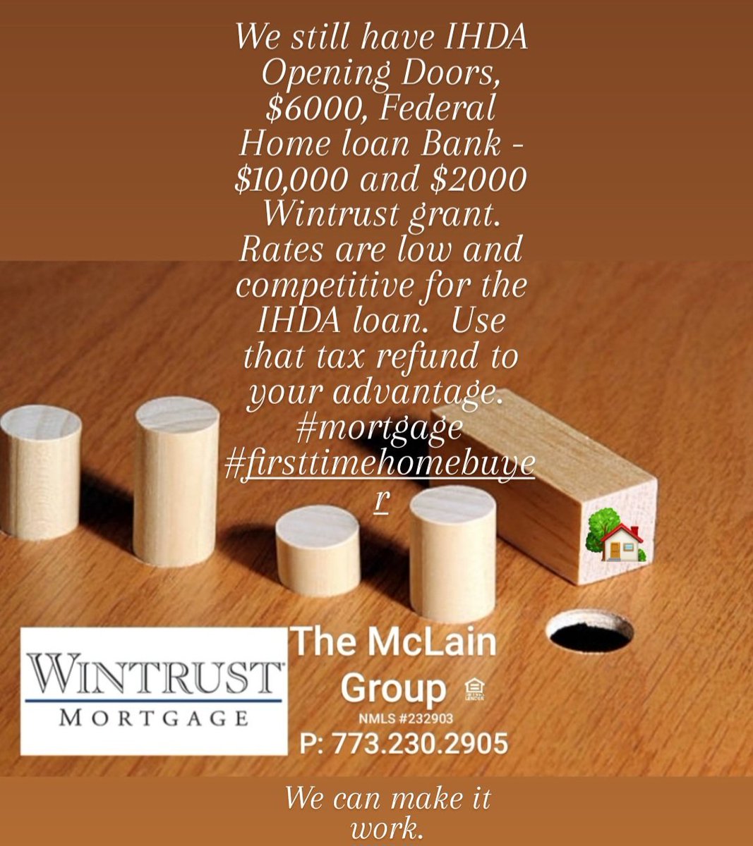 McLainGroupMtg's tweet image. Illinois has some great down payment assistance programs.

#buyvsrent
#homebuilt
#chicagohomebuyers
#illinoishomebuyers
#chicagorealestate
#realtor
#chicagorealtor
#homefinancing
#ihda
#illinoisdownpaymentassistance
