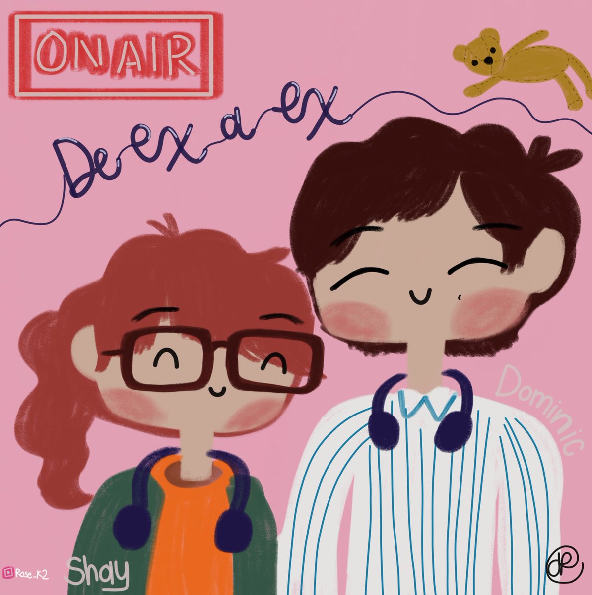 Rose_K2's tweet photo. Intenté hacer un dibujito de #DeExaEx #TheExTalk y siento que quedó bonitu aunque Shay quedó muy alta o Dominic muy chaparro, los tkm gracias por hacerme llorar anoche🥺💖 #RachelLynnSolomon https://t.co/ZWf4PzA348