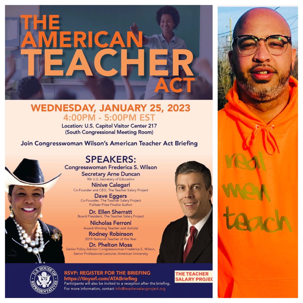 Real Men Teach supports @teachersalary Project, @RepWilson, and #AmericanTeacherAct!

Join us Wed. at 4pm at U.S. Capitol to demand Congress increase teacher starting salaries to $60k like my state of Maryland has done! @arneduncan 

Register here: tinyurl.com/ATABriefing