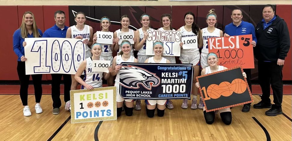 Congratulations Kelsi Martini on scoring her 1000th career point in a 67-35 win over Staples-Motley.