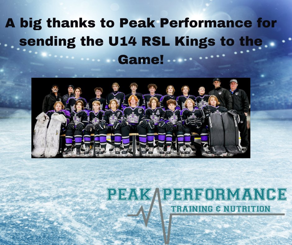 A big thanks to Peak Performance Training And Nutrition for sending the U14 RSL Kings to the February 19th Tim Hortons All-Stars vs. Toronto Maple Leafs Alumni game! Thank-you for your support!