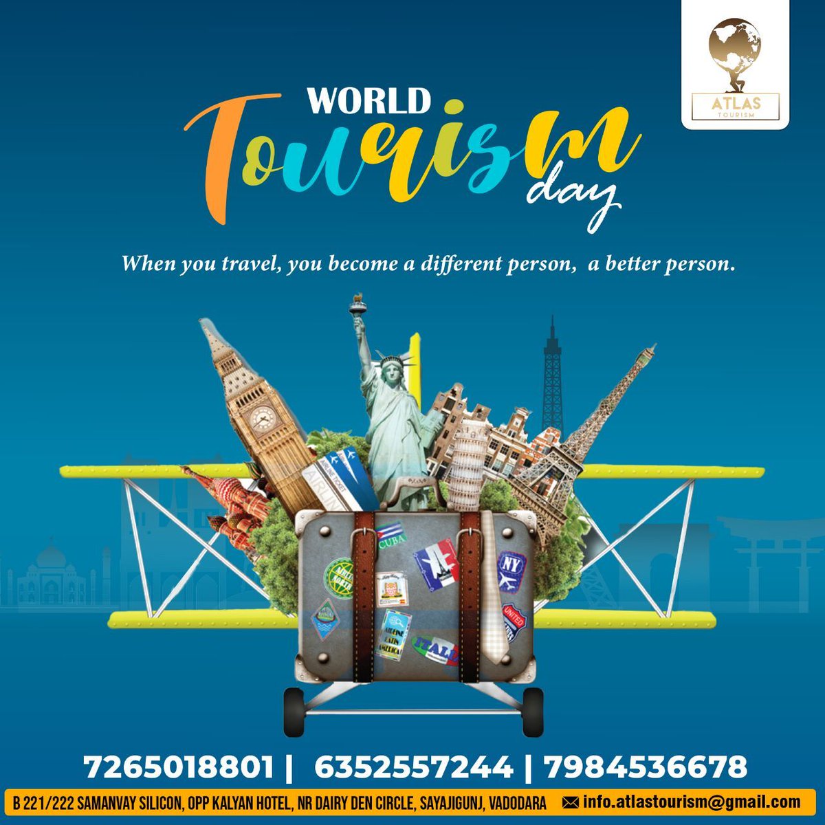 ✈️Travelling improves relations; this world tourism day, take your family outside and explore the beauty of our country.🧳

#atlastourism #tourism #travel #travelling #traveller #travelgram #travelblogger #worldtouristsday