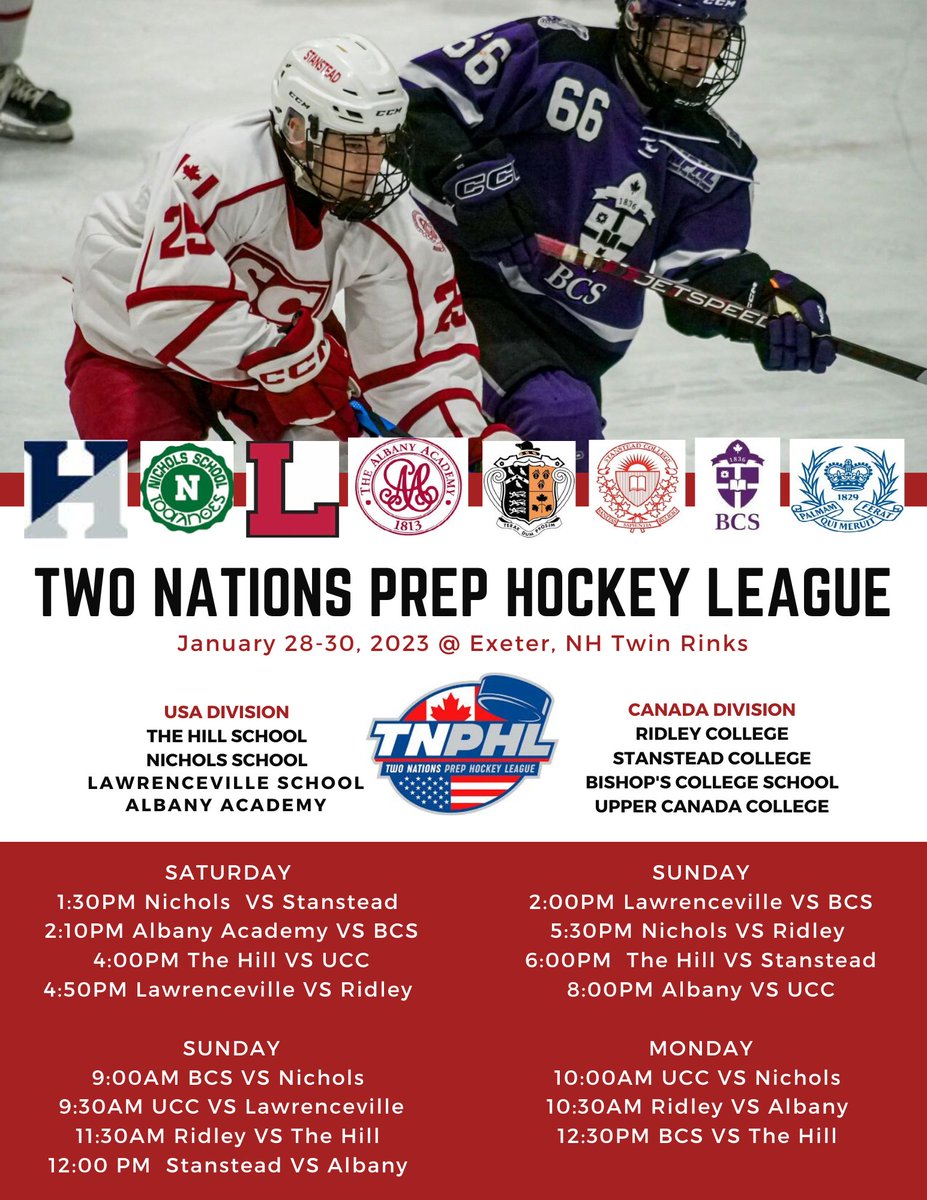 Nichols Hockey (@nicholshockey) on Twitter photo 🚌💨 Road Trip! Your Vikings are headed to Exeter, NH to compete in the <a href="/theTNPHL/">Two Nations Prep Hockey League</a> Can/Am Showcase. Peep the schedule below! #TAPiN 🚌💨 Road Trip! Your Vikings are headed to Exeter, NH to compete in the <a href="/theTNPHL/">Two Nations Prep Hockey League</a> Can/Am Showcase. Peep the schedule below! #TAPiN