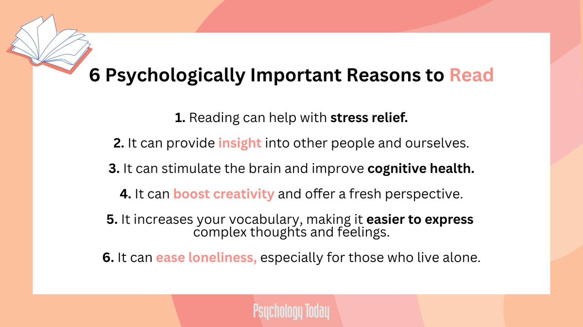 RT @PsychToday : ¿Está buscando una manera de mejorar su salud mental? Recoge un libro. Este es el por qué. https://t.co/blloNoNykj https://t.co/YLcpLOfeRj