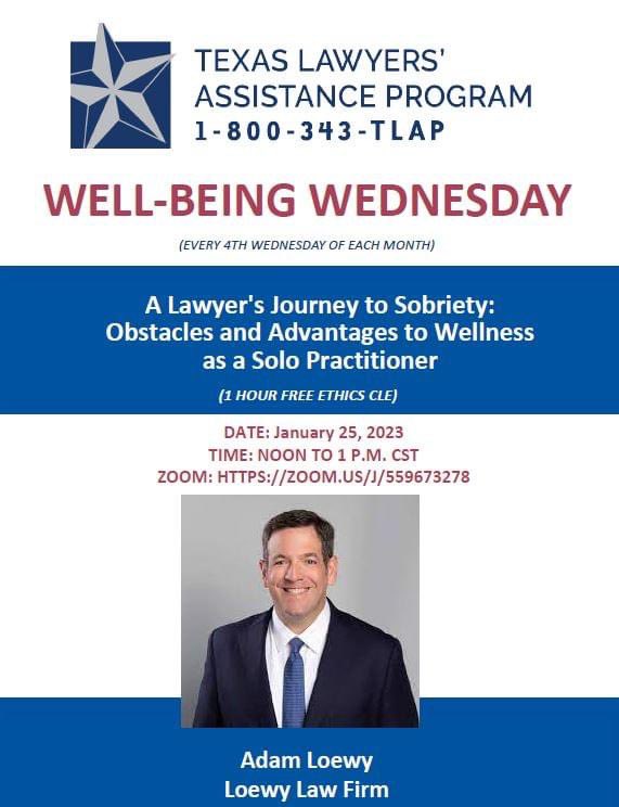 Speaking to @TLAPHelps tomorrow on sobriety. 

Always proud to help TLAP - they help so many lawyers and paralegals. 

#Sobriety