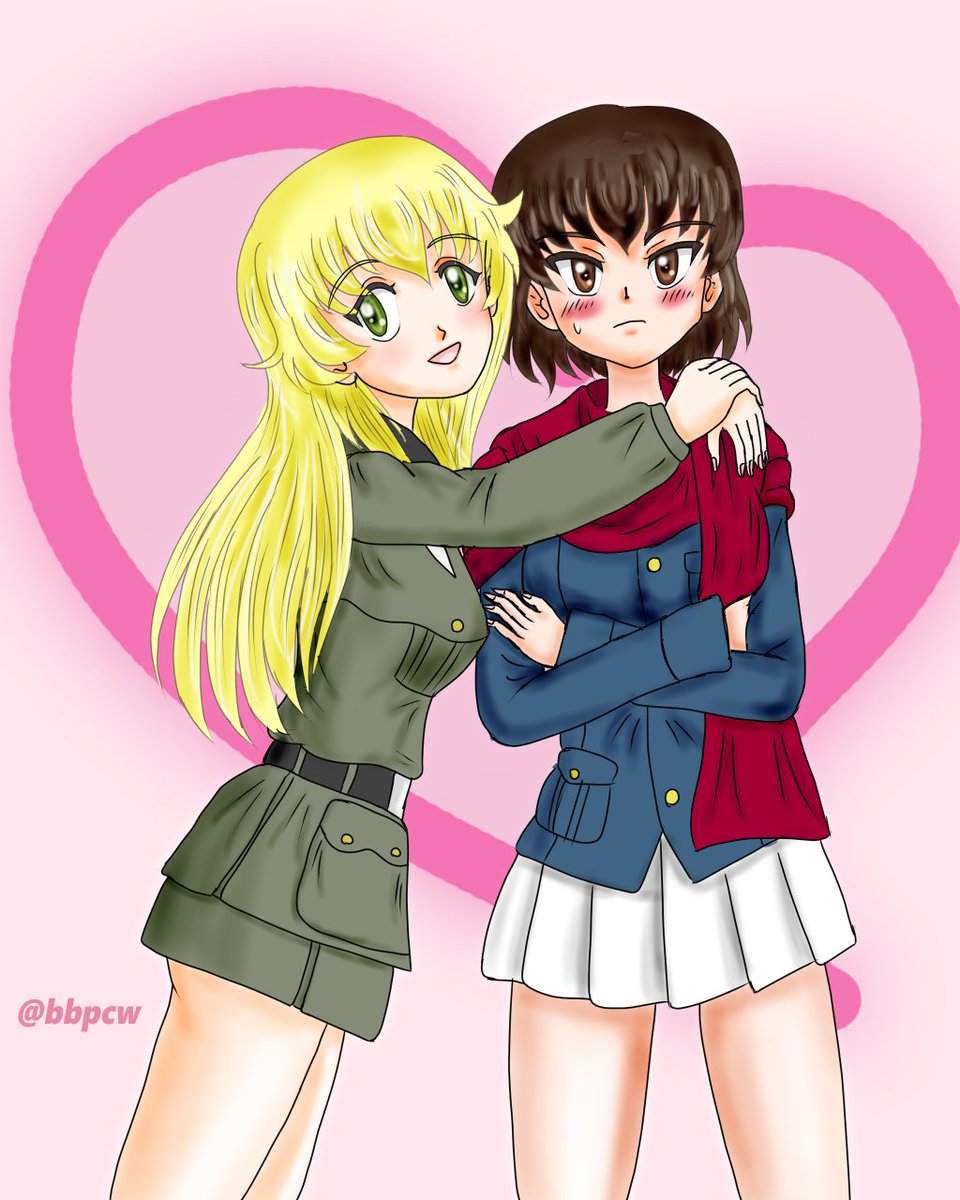 カルパッチョ(ガルパン) 「アツアツなこの2人で #最強寒波襲来だから暖かくなる画像貼ろうぜ 」|ビバ㌠ ユニバースのイラスト