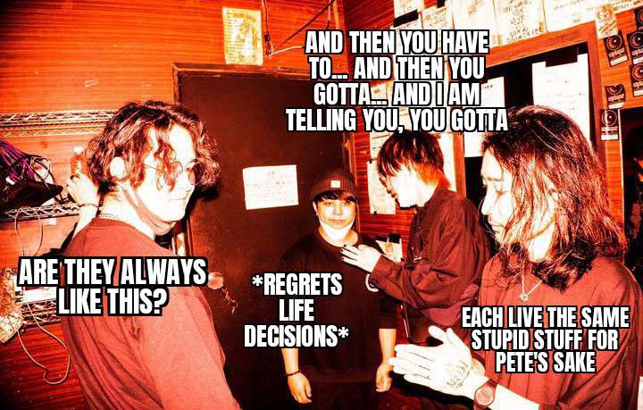 jrockonecom's tweet image. Chaotic band life 
#oneeyeclosed #1ix #jrock #jpop #memes