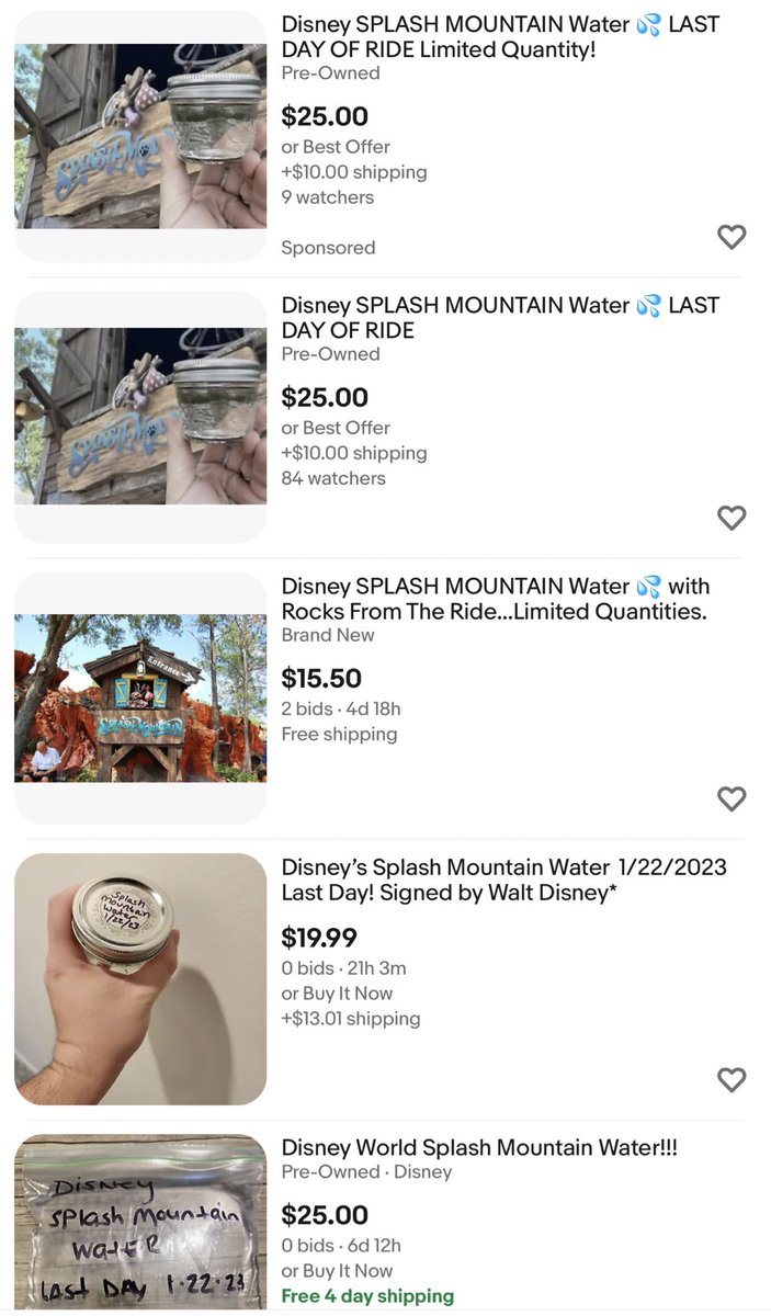 matt on Twitter "people are selling splash mountain water on ebay…lets