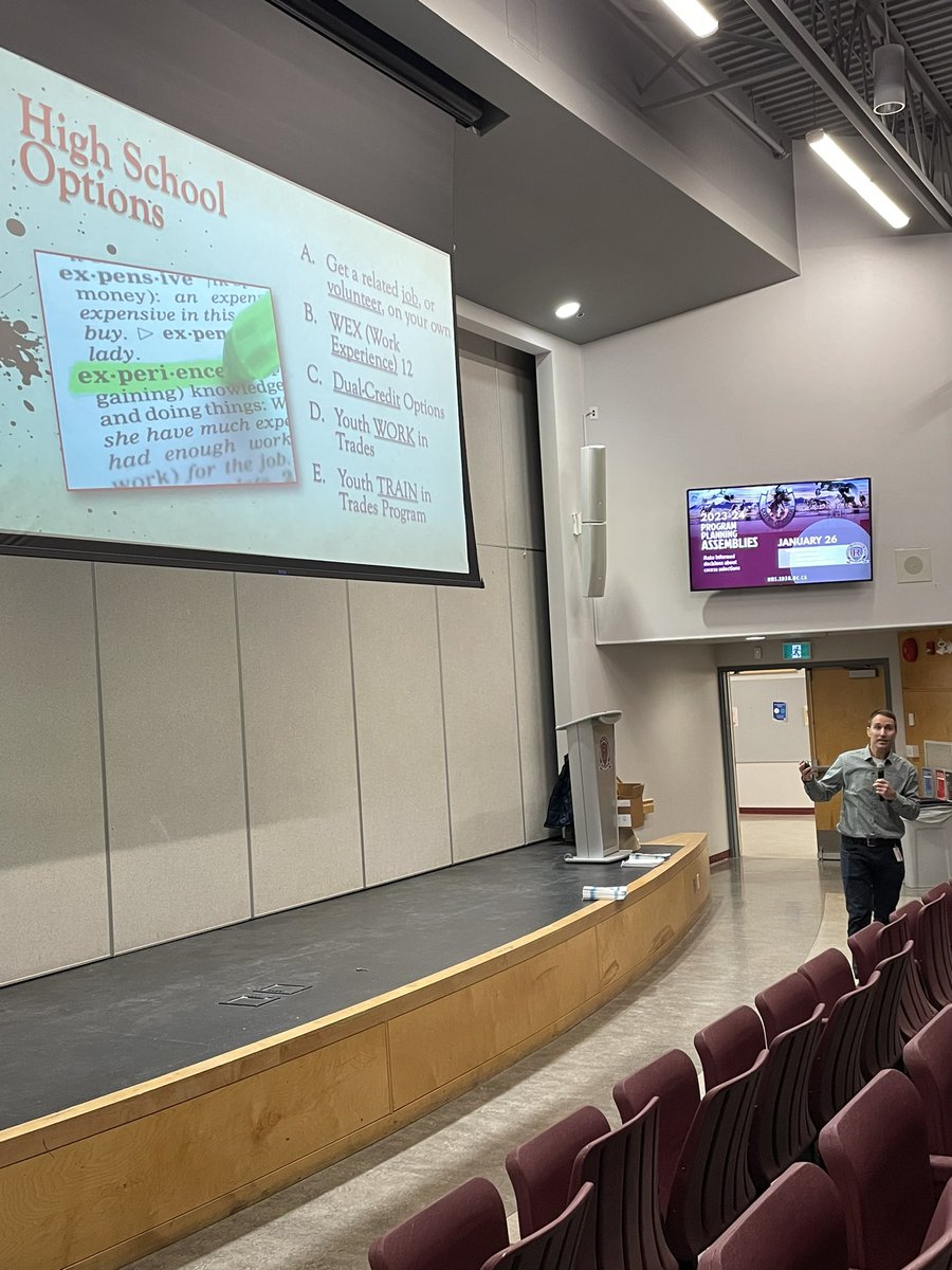 RichmondColts's tweet photo. Extended PLT today afforded us great opportunity to have guest speakers from #RASS and @sd38careers share important information with RHS students. Tomorrow’s extended PLT features a presentation by #OutinSchools. All students welcome! https://t.co/Q2Z8J90juZ