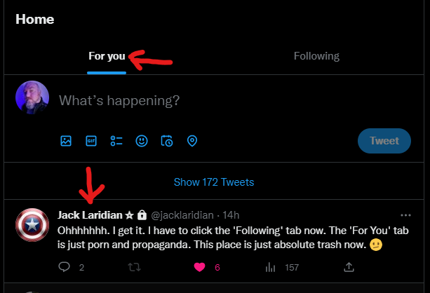 Trinity_Mathews's tweet photo. @jacklaridian Uh oh, you are the first post I see on my "For You" feed. Does that make you porn/propaganda? 😉 https://t.co/Awl8tiBrsP