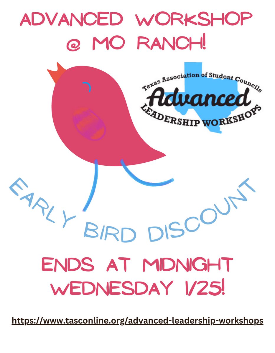 Don't forget! The Early Bird Rate for Mo Ranch ends Wednesday 1/25 at midnight! (Or when we are at capacity...whichever comes sooner!)