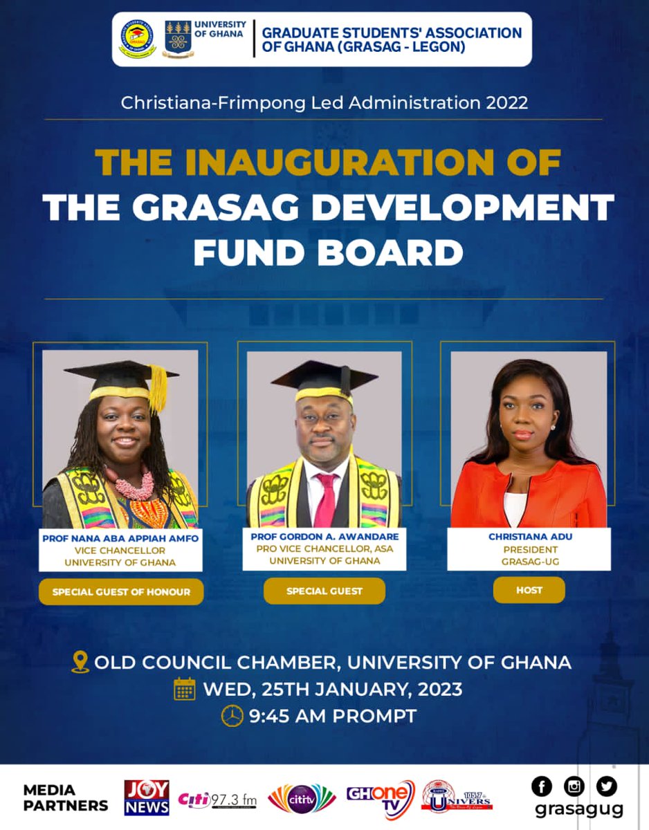The GRASAG-UG Development Fund was set up to finance capital expenditure projects critical to the welfare of Graduate Students in the University of Ghana. The focus of the Fund for the time being is the Construction of a 2000-bed capacity Hostel for Graduate Students.