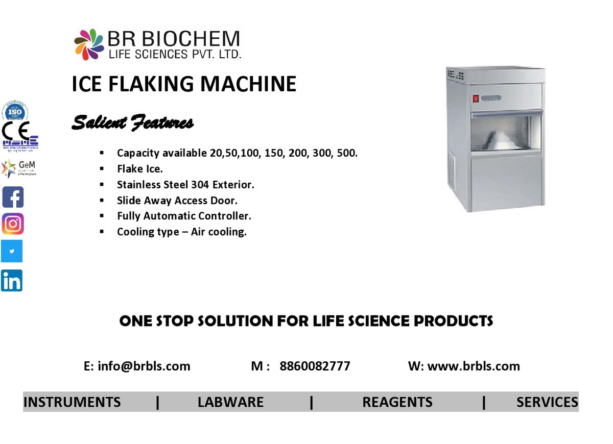 BRBLSciences's tweet image. ICE FLAKING MACHINE

*READY IN STOCK
*BEST PRICE AVAILABLE

FOR MORE DETAILS PLEASE CONTACT:
Mail: info@brbls.com
Whatsapp:8860082777
Call: 011-43033662/4
-
-
-
#iceflakingmachine #scientificequipment #instrument #research #brbiochembrand #ivd2022 #biotechnology #molecularbiology