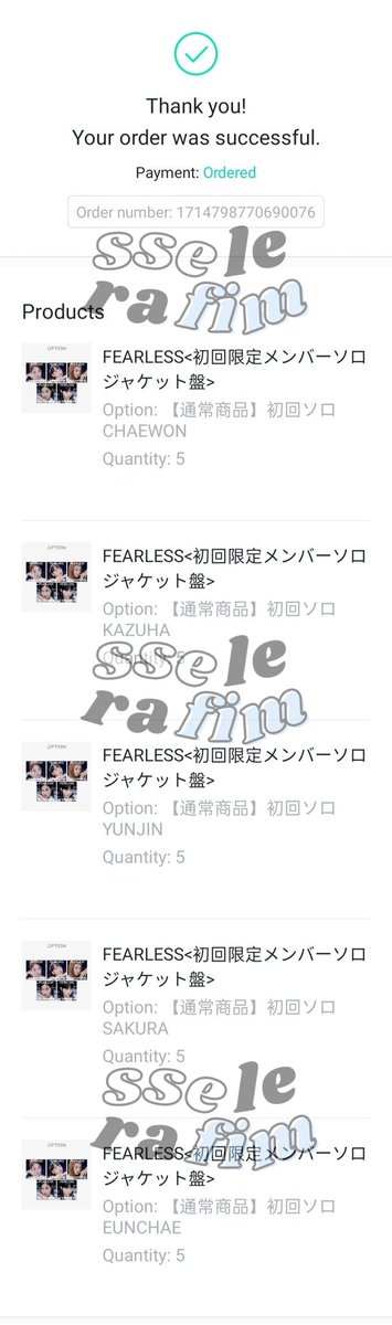 sselerafim's tweet photo. #updatesse

4 weverse jpn and ot5 ums set fearless solo jackets secured (ld event). please be reminded of the notes as well as settle your balances (if any). lds will be random and up for pooling (payment basis). refer to the hashtag above for any future updates thank u !! https://t.co/9BgvzjSj0C