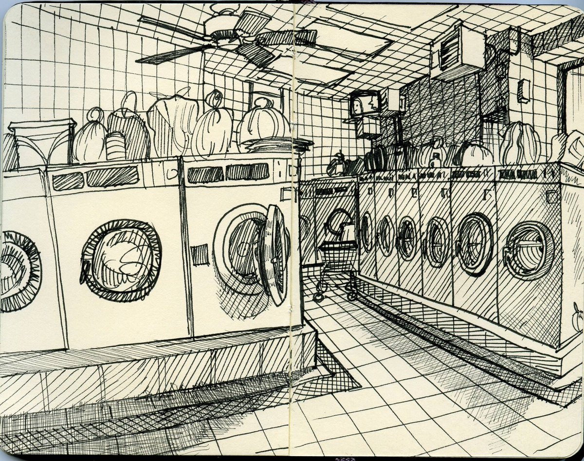 Considering I do a lot of sketching while waiting, it's strange I think I've only done one laundromat, in Astoria, Queens in 2007. https://t.co/Lz2fJrY4ie 