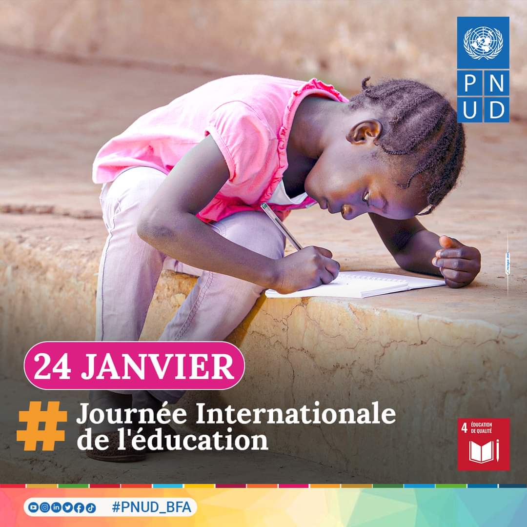 Mamata_T's tweet photo. Journée Internationale de l'éducation📚

L’AG ds N. Unies a adopté par consensus une résolution proclamant le 24 janvier « Journée internationale de l’éducation », afin de sensibiliser au rôle que joue l’éducation dans la paix et le développement.

#Pnud_Bfa  #EducationDay https://t.co/JPkmyT9SE9