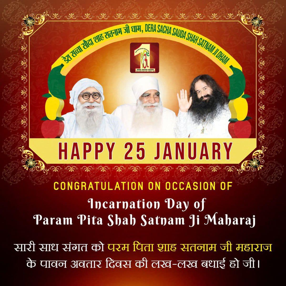 Reeta77777's tweet photo. 104th incarnation day of Shah Satnam Ji. #MSGBhandara will be celebrated(online from Barnawa, UP) today at Dera Sacha Sauda, ​​Shah Satnam Ji Dham, Sirsa. In which Saint Dr. Gurmeet Ram Rahim Singh Ji Insan will bless the seekers with true method of meditation. #HappyBirthdayMSG https://t.co/jqE5LgbGeY