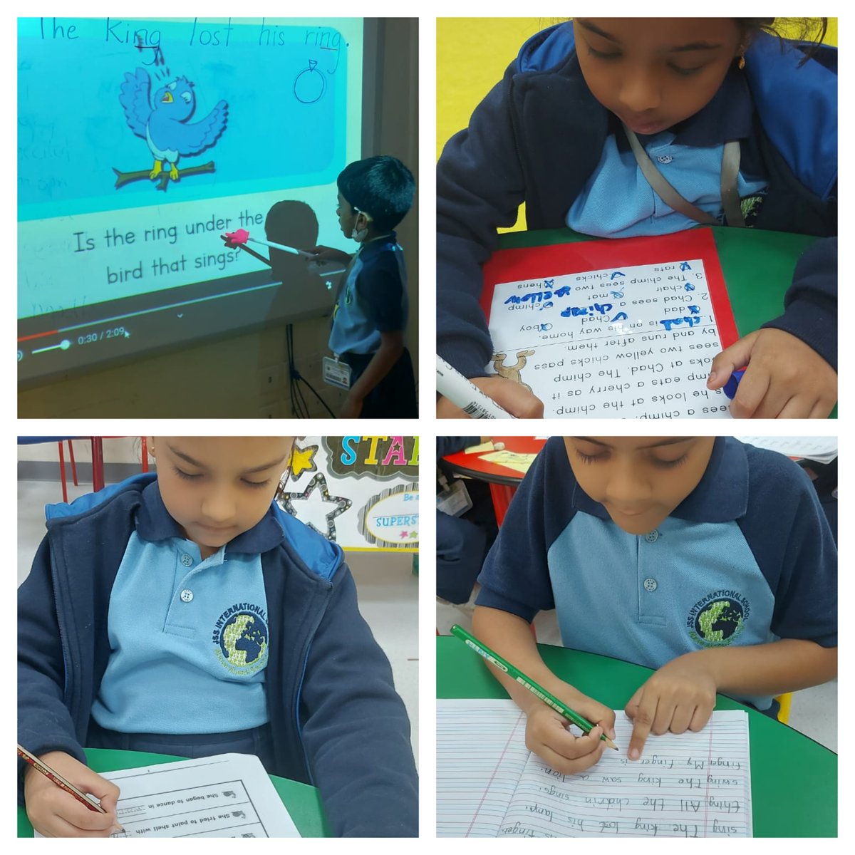 JssSchool's tweet photo. KG2 B - Literacy gives us wings to fly,
Children engaged in reading and writing digraph sounds.
#icse2023 #ICSESchool #JSSIS #kindergartenteacher #eyfs #IndianCurriculum #ICSE #CBSE #schoolsindubai #jvc #dubai #uae #KHDA #ministryofeducation #younginventors @khdadubai https://t.co/qEpdRIe0qU