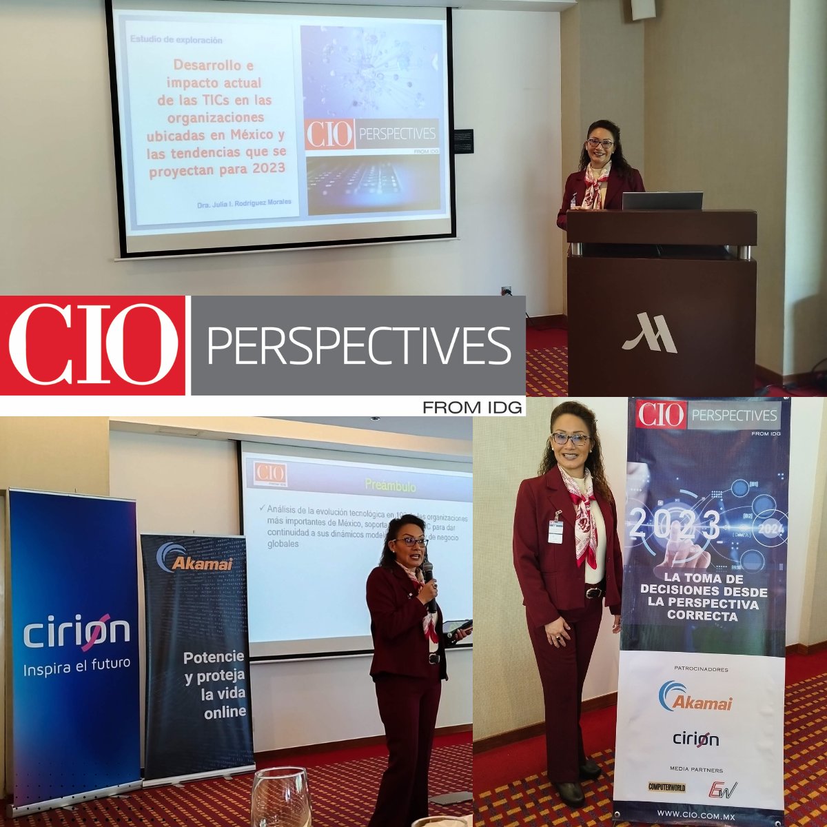 Darzy's tweet photo. Hoy presenté el estudio "Desarrollo e impacto actual de las TICs en las organizaciones ubicadas en México y las tendencias que se proyectan para 2023" en el #CIOPerspectivesMX que realiza @CIOMexico Especial reconocimiento asistentes Cirion Technologies y Akamai Technologies. https://t.co/aqvUpu8TvO