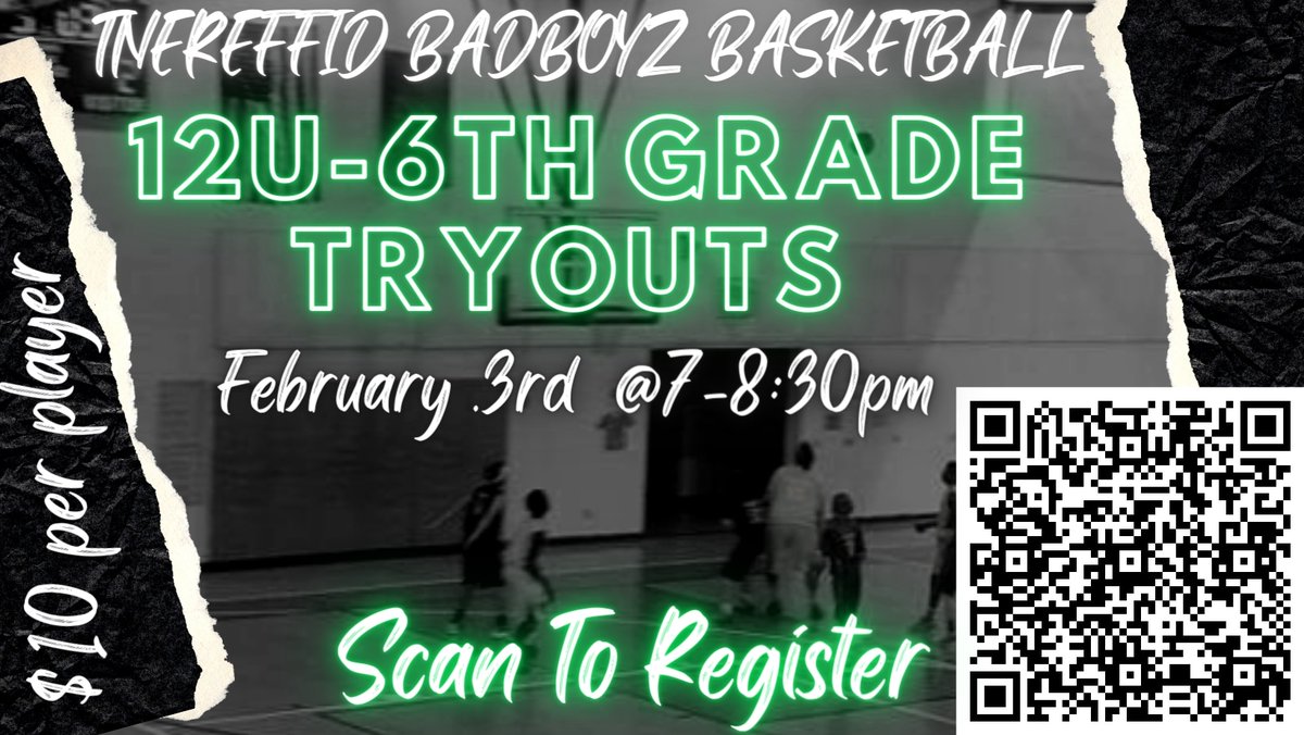 Tryouts are almost here! Scan the Qr code to register your player now. Don't miss out