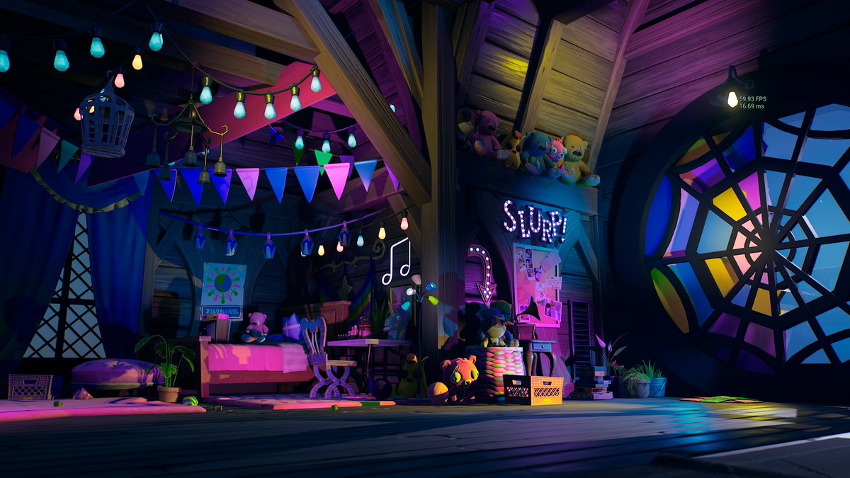 SusVeggieMix's tweet photo. This is Wednesday an Enid’s room I built ! What do you guys think ? 🪦🖤 #fortnite #FortniteCreative #wednesdaynetflix https://t.co/dNxGoSTxlR