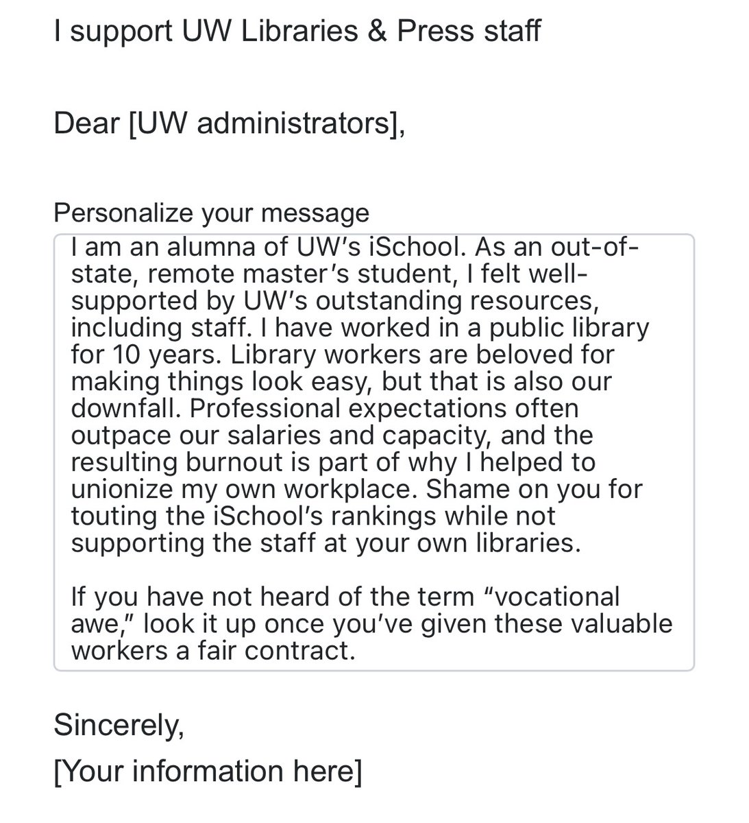 Proud to stand with @UWLibUnion. Thank you for chatting with me later at night, filling my ILL requests, your helpful research guides, and two years of sweet, sweet academic databases. You deserve bread and roses, too! #UWLibraryStrike #RespectProtectPayUs @UW
