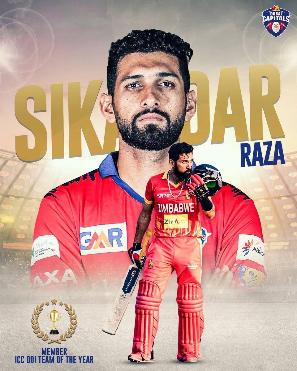 Dubai_Capitals's tweet photo. An unforgettable year of cricket continues to be rewarding 🤩

Our super ⭐️, @SRazaB24 books his place in the @ICC Men’s ODI Team of the Year 🙌

Congratulations champ ❤️💙

#ICCAwards #DPWorldILT20 #SoarHighDubai #CapitalsUniverse #WeAreCapitals https://t.co/7uJjy1DkBJ