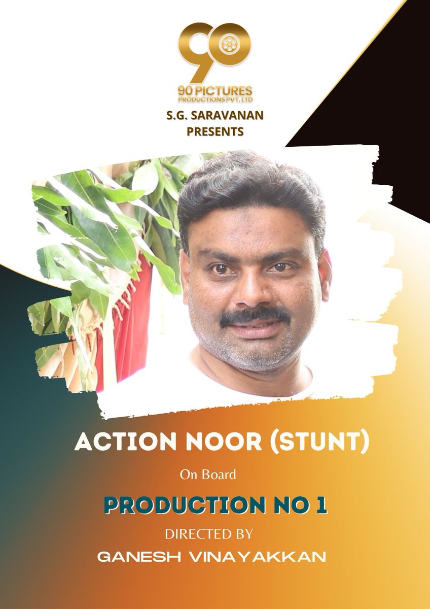 90_pictures's tweet photo. We’re immensely happy to announce @actionnoor as The Stunt Master in Production no.1 of @90_pictures Produced by G.S.Saravanan Directed by @ganeshvinayakan @mynnasukumar @YugabhaarathiYb @editorkishore @artilayaraja @Aravoffl @onlynikil @iamramyapandian @kaaliactor @baby_kritika https://t.co/281DNLuf5B