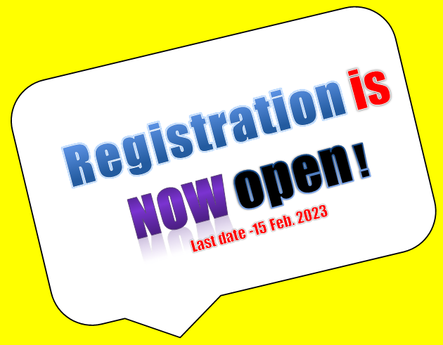 Registration is now open!
last date - 15 feb.2023
registration link -hysci2023.in/registration

for more updates follow us on -
hysci2023 website -hysci2023.in
hysci2023 twitter - Hysci2023
mail id - #hysci2023@gmail.com,
communication.hysci2023@gmail.com