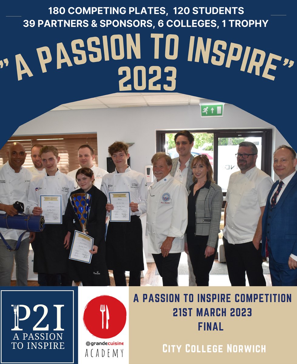 Delighted to be supporting @Passion2Inspire again this year. It's a fabulous competition for young students and brilliantly run by @MurrayKC. #studentchef #apprenticechef #cheflecturer #chef #hospitality #cheftraining #grandecuisineacademy #catering #cateringcollege
