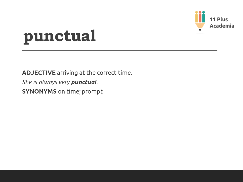 11PlusAcademia's tweet photo. punctual
11 Plus Word of the Day
#11Plus #11PlusPrep #11PlusExams #Vocabulary #English #NoLearningisWasted #wordoftheday https://t.co/sXV8Zb6woC