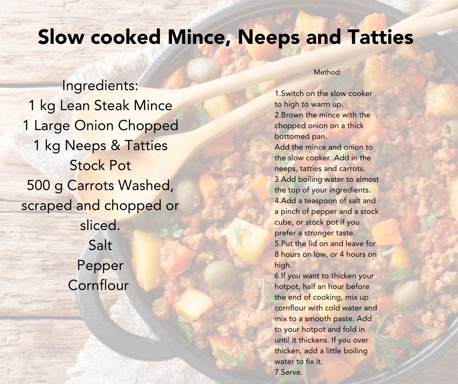 Its Burns Night and we have the prefect slow cooker recipe to celebrate. Don't like haggis? Don't fear, this recipe uses mince instead!

📓 Recipe credit:  nland.cc/recipe