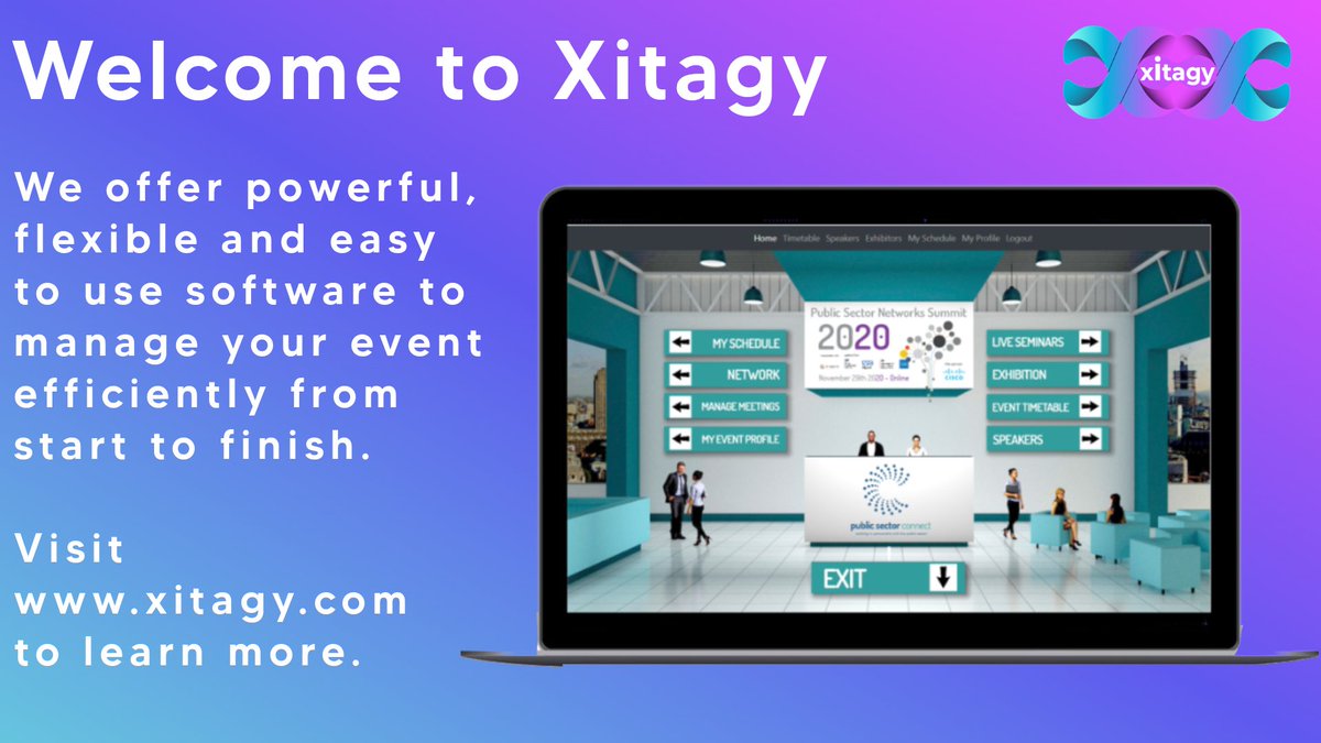 Xitagy2's tweet image. Welcome to Xitagy, we offer software and services to manage event attendees, delegates, guests, speakers, sponsors and exhibitors on-site and over the Internet.

#conference #events #virtualeventsoftware #eventsimplified #software