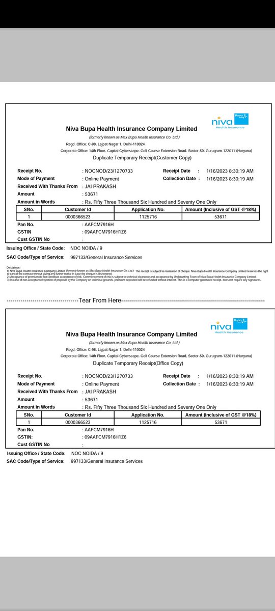 jaisevta's tweet photo. @Niva_Bupa Nothing yet! My insurance policy card is still inactive and EXPIRED!!! See the premium receipt enclosed! This is truly unexpected from BUPA @Bupa @Niva_Bupa https://t.co/FHGIjFl4LN