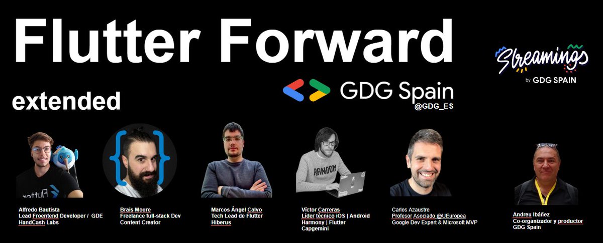 andreu ibanez (@andreuibanez) on Twitter photo Nos alegra tenerte esta tarde con nosotros, <a href="/carlosazaustre/">Carlos Azaustre 💻</a> , comentando junto a los otros expertos el #FlutterForward que nos ofrece hoy <a href="/googledevs/">Google for Developers</a> y que retransmitimos en la nueva serie de #Streamings del <a href="/GDG_ES/">GDG Spain</a> (nuevo logo por la compañera <a href="/icynthia/">Cynthia Gálvez</a> ) con @GoogleDevEurope Nos alegra tenerte esta tarde con nosotros, <a href="/carlosazaustre/">Carlos Azaustre 💻</a> , comentando junto a los otros expertos el #FlutterForward que nos ofrece hoy <a href="/googledevs/">Google for Developers</a> y que retransmitimos en la nueva serie de #Streamings del <a href="/GDG_ES/">GDG Spain</a> (nuevo logo por la compañera <a href="/icynthia/">Cynthia Gálvez</a> ) con @GoogleDevEurope