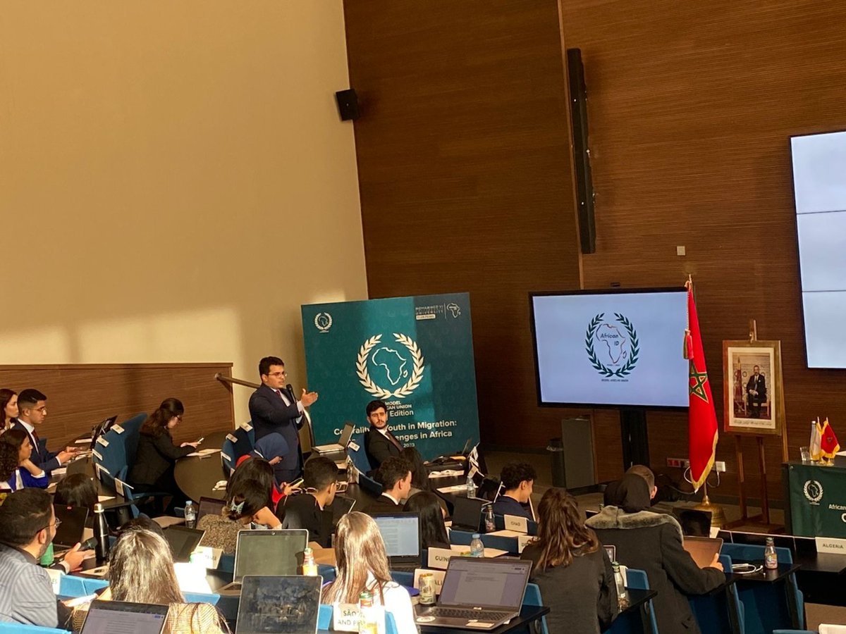 FGSES_UM6P's tweet photo. African ID Club FGSES-UM6P organized the second edition of the Model African Union on Saturday, January 21st at Mohammed VI Polytechnic University (Rabat Campus) addressing the topic of Youth and Migration in Africa.
#UM6P #FGSES #Africanunion #Modelafricanunion #Migration https://t.co/CQaRBqmZgN