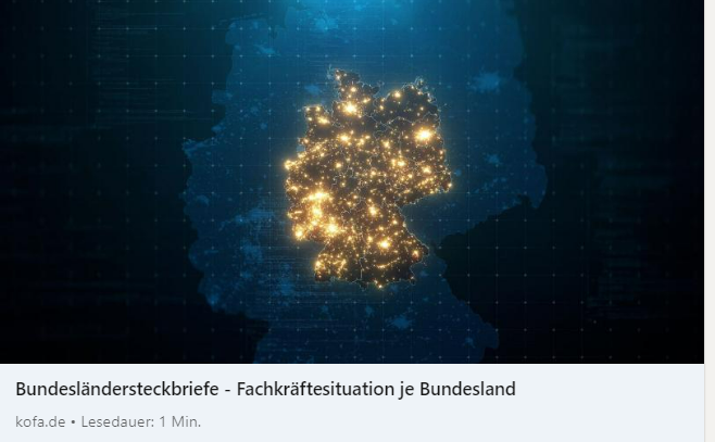 #Fachkräftemangel - ein Blick in die Länder: Die #Fachkräftesituation in 🇩🇪 ist regional sehr unterschiedlich. Damit Sie einen genauen Eindruck von der Situation in Ihrem #Bundesland bekommen, haben wir für Sie unsere Ländersteckbriefe aktualisiert. 👉bit.ly/3PlAMZr