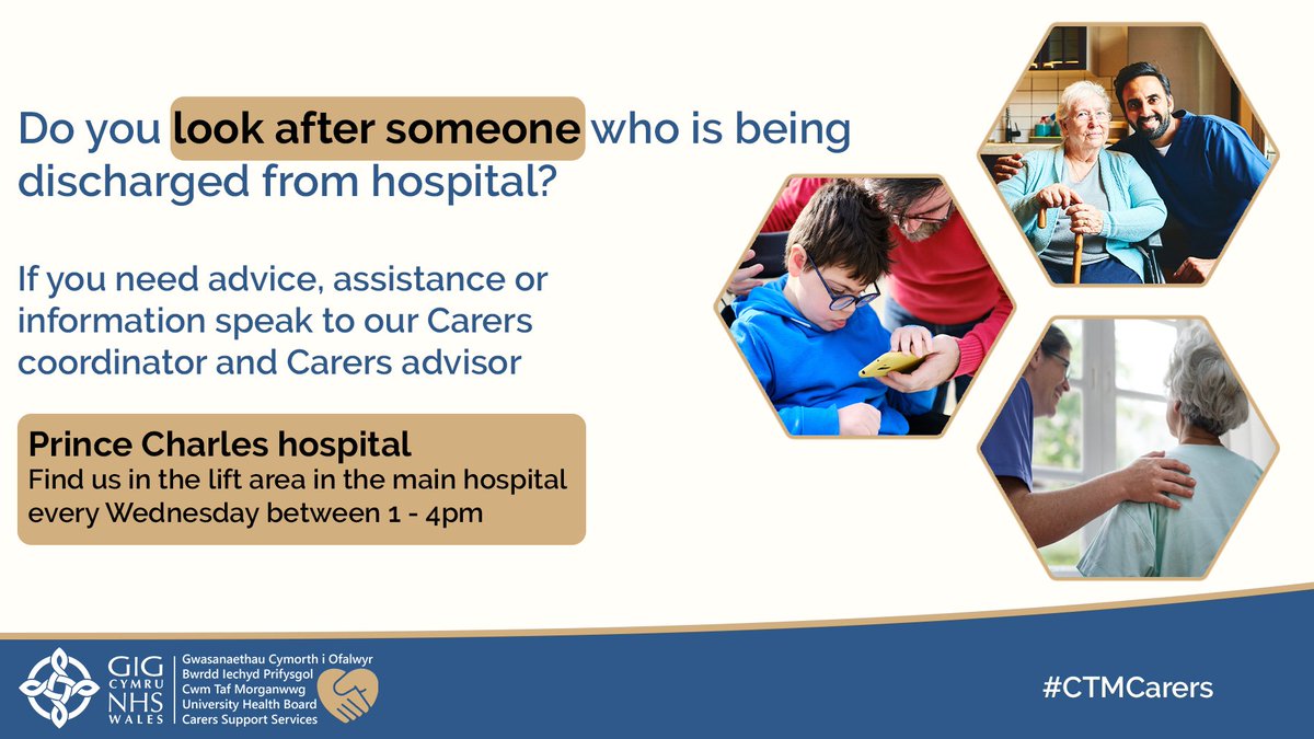 Do you look after someone who is being discharged from hospital?
If you need advice, assistance or information speak to our Carers coordinator and Carers advisor.
Prince Charles hospital every Wednesday between 1 - 4pm